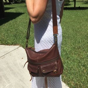 NWOT Fossil Morgan Top Zip Crossbody Saddle Bag